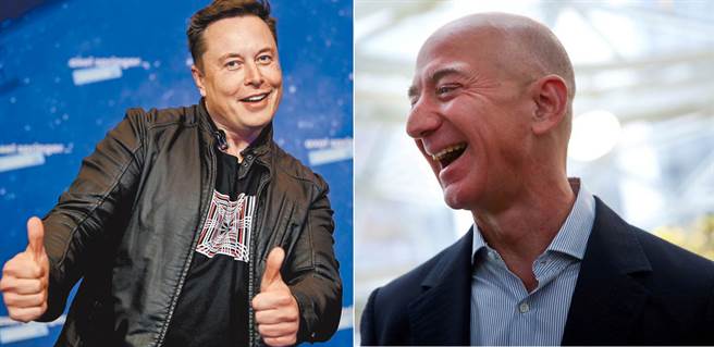 貝佐斯(右)、馬斯克(左)等美國超級富豪，都是超級富豪稅的針對目標。(合成圖)
