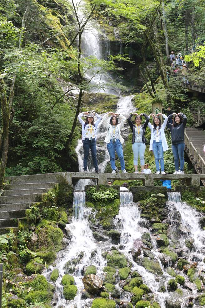 神农架高崖下垂落的百尺飞瀑。（台北市两岸人民交流服务协会提供）