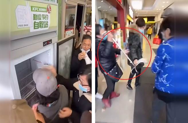 食物银行现身上海 遭民眾疯抢扫光 影片曝光挨批：吃相难看（翻摄微博）