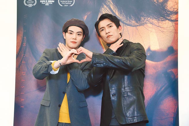 黄尚禾（右）和徐宇霆在片中上演激情男男床戏。（金禾创意提供）