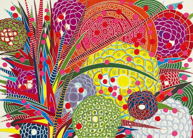 曾雍宁作品《绽放72》被昵称为凤梨，有着类似凤梨叶的枝叶线条。（高士画廊提供）