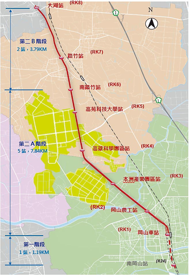 行政院4日正式核定，高雄捷运冈山路竹延伸线计画纳入行政院前瞻基础建设。（高雄市政府捷运工程局提供／袁庭尧高雄传真）