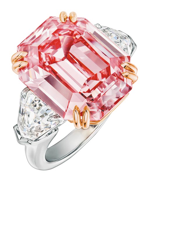 海瑞溫斯頓18.96克拉的Winston Pink Legacy粉紅鑽戒。（Harry Winston提供）