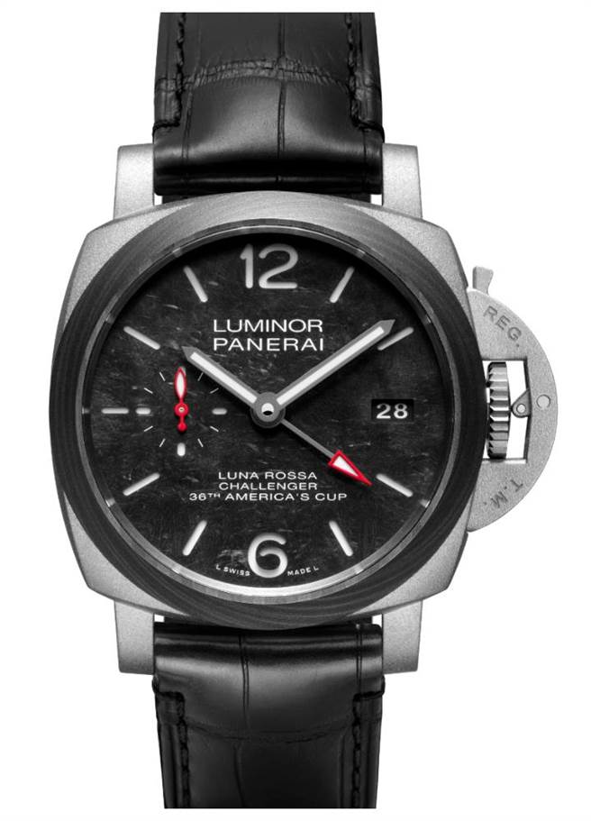 沛納海為Luna Rossa船隊打造Luna Rossa GMT兩地時間表，34萬1000元。（Panerai提供）