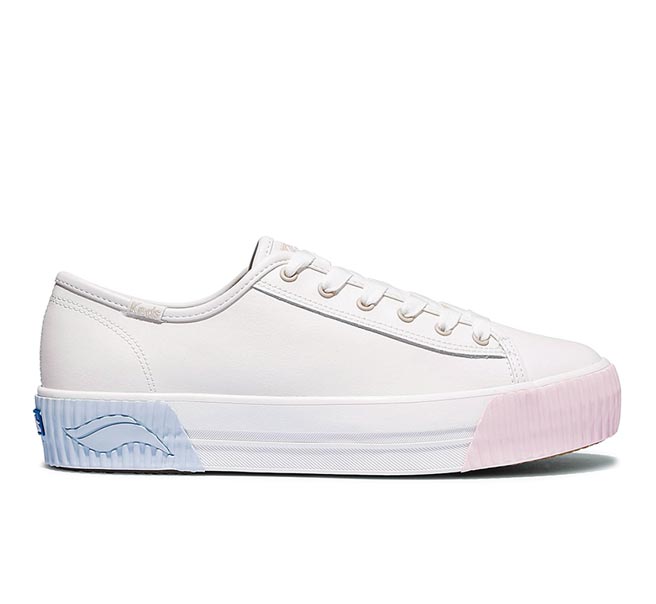 3.统一时代百货台北店的Keds TRIPLE KICK AMP潮流Wave皮革厚底饼乾鞋，原价2890元，特价2601元。（统一时代百货台北店提供）