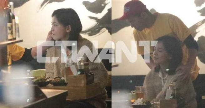 用餐期间，陈布朗除了伸手轻抚锺沛君脸庞，起身离席时，也不忘趁机摸摸锺沛君，明显热恋中。（图／本刊摄影组）