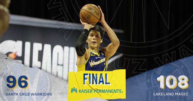 林书豪今天攻下20分，可惜因为犯规麻烦，导致圣克鲁斯勇士不敌莱克兰魔术，G联盟止步四强。(摘自勇士官推)