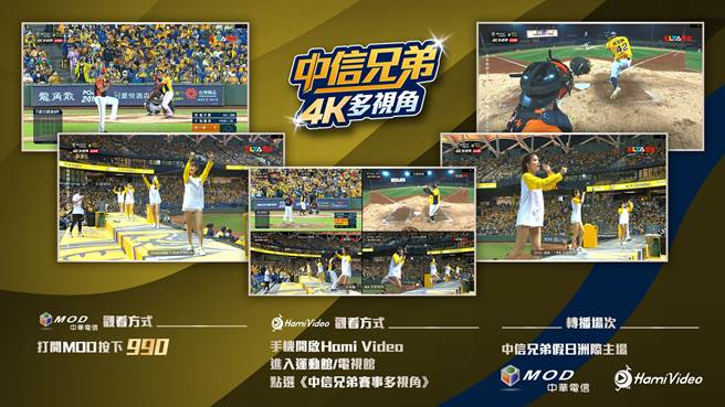 中华电信MOD、Hami Video 4k多视角转播中信兄弟假日主场。（中华电信提供／黄慧雯台北传真）
