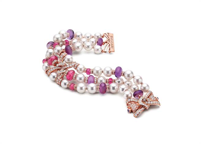 宝格丽BAROCKO系列顶级碧玺、珍珠与钻石手炼，829万6000元。（BVLGARI提供）