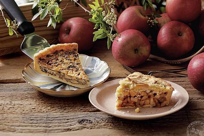 手工苹果派与牛肝菌菇咸派。(欣叶提供)