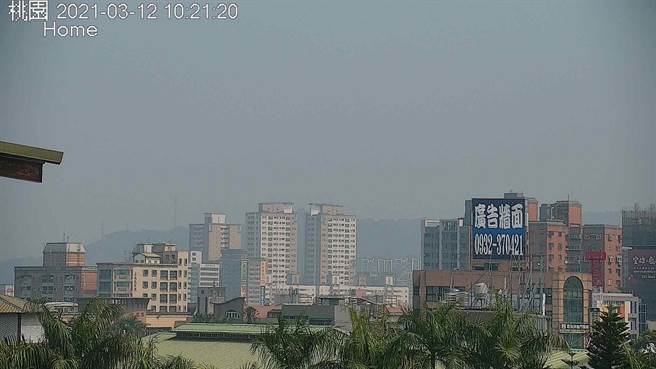 受到环境风场为偏东风影响，西半部风速弱且逆温高度在300公尺以下，水平及垂直扩散条件不佳，多个测站亮出红色警戒。（翻摄自空气品质监测网／林良齐台北传真）