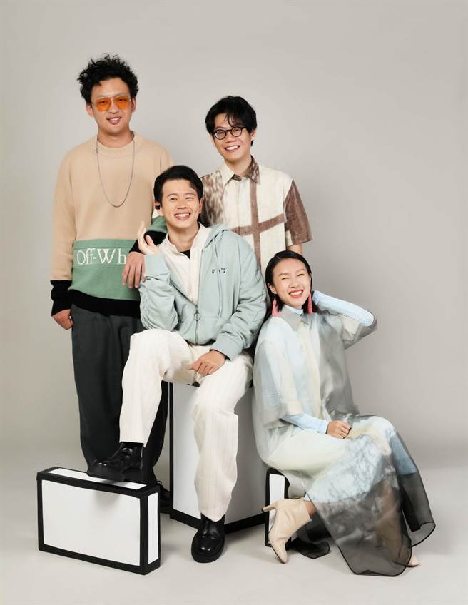 圖一：淺堤團員穿FENDI、agnes b.、Off-White服飾，線上時尚拍攝初體驗。（攝影／石智中、妝髮／Eddi hsu、Melody Chan、黑鵝摩沙ALLEN CHUEH、造型豆豆）