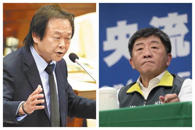 台北市议员王世坚（左）和卫福部长陈时中（右）。（图为中时资料照）