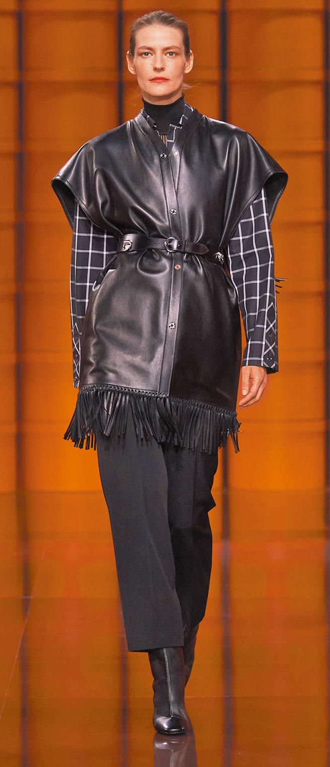 格紋與流蘇的應用是本季的重點之一。（Hermes提供）