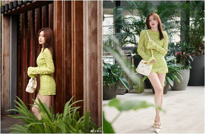 秦岚纤细美腿十分吸睛。（图／翻摄自微博）