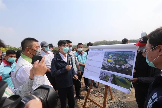 草潭埤滯洪池開闢工程，已提報水利署前瞻計畫。（圖／摘自陳其邁臉書）