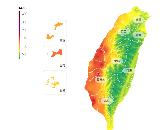 擴散條件不佳雲林至高雄空氣品質亮紅燈 生活 中央社