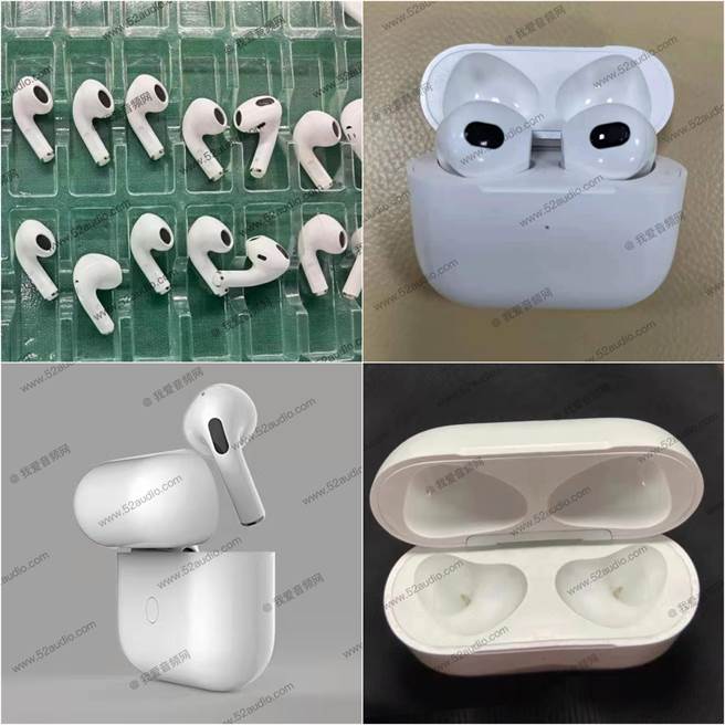 《52audio》曝光了宣称是AirPods 3的实拍照（多张）。（摘自52audio）