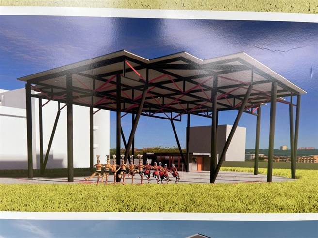 吉寶竿部落聚會所是花蓮縣內首座興建在校園內的聚會所，圖為完工示意圖。（羅亦晽攝）