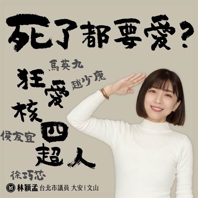 遭林穎孟稱是「狂愛核超人」，徐巧芯反擊，酸對方是假面甜心。（圖／摘自林穎孟臉書）