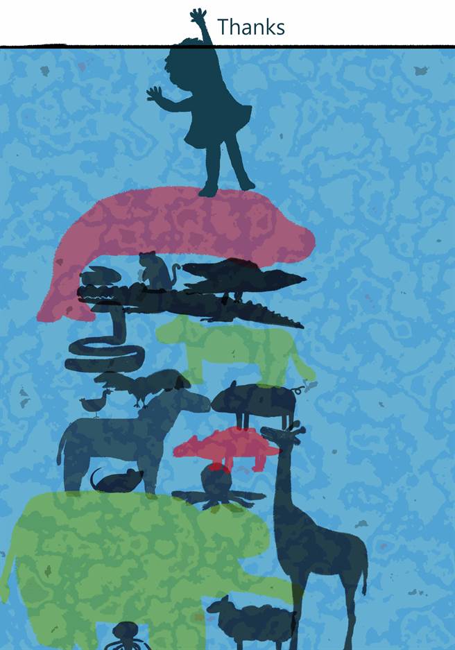 醒吾科大商設系學生林芷玲設計創作品「intergrowth」，構圖簡單層次分明，凸顯共生理念。(醒吾科大提供)