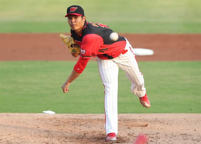 味全龍先發投手王維中在中職初登板投到手腕瘀青，傷勢罕見。（中央社資料照）