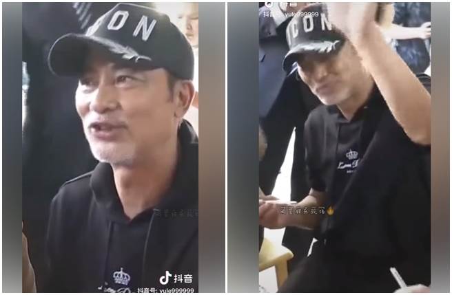 任达华近日吃路边摊被捕获，亲民与围观民眾打招呼。(取自抖音)