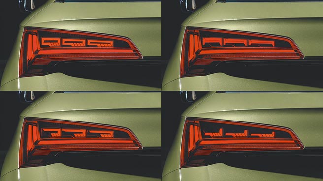 OLED尾灯可变化出不同光形。（Audi Taiwan提供）