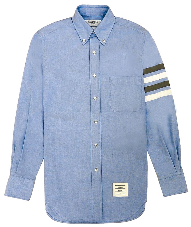 Thom Browne浅蓝色 4-Bar 长袖衬衫1万7500元。（Thom Browne提供）