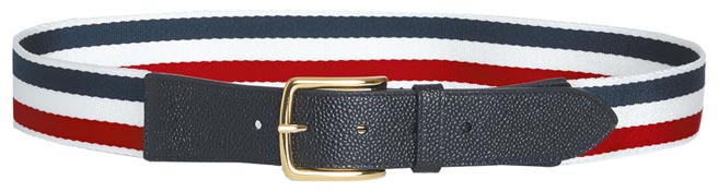Thom Browne三色腰带1万5600元。（Thom Browne提供）