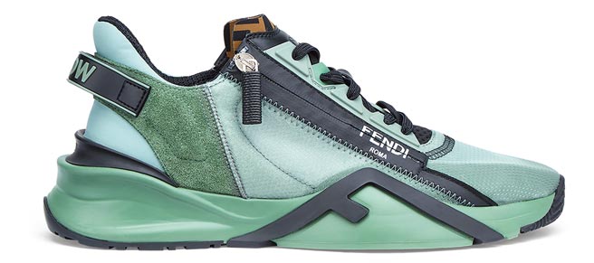 Fendi推出的全新男装Active系列Flow休閒鞋，鞋身可以看到融合FF Logo和篮网的概念，2万8700元。 (Fendi提供)