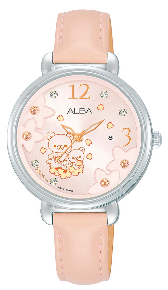 ALBA×Rilakkuma拉拉熊聯名表，牛皮表帶款限量200只，3000元。（ALBA提供）