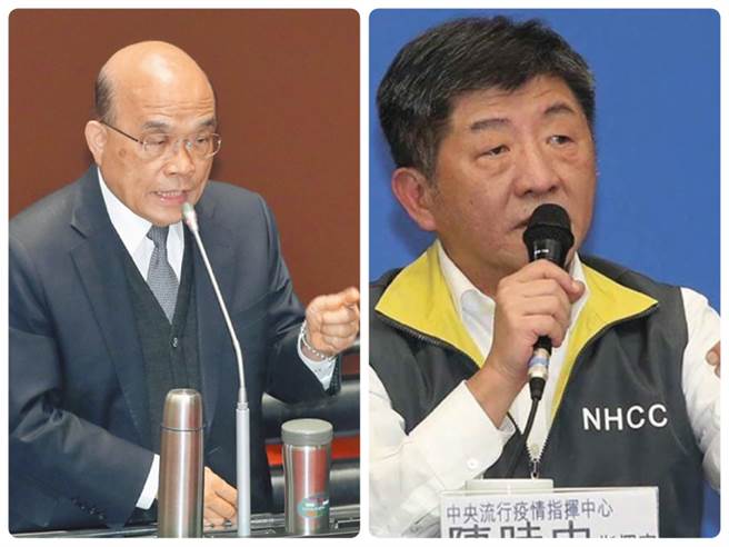 行政院长苏贞昌（左）和中央流行疫情指挥中心指挥官陈时中（右）将带头打AZ疫苗。（本报系资料照）