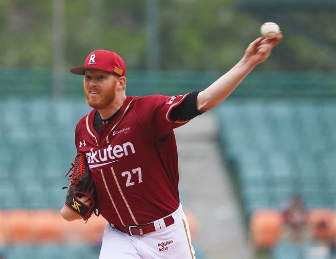 霸林爵去年效力富邦悍將時譯名為包林傑，今年轉隊樂天桃猿。（陳怡誠攝）