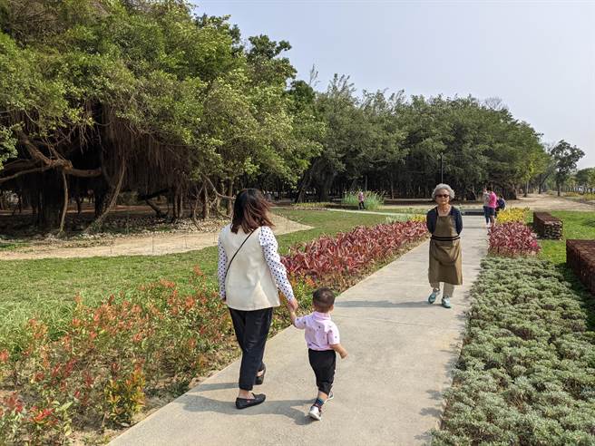 台南市官田区公所将閒置荒废近20年的陆军营区整建，打造成占地10公顷的大隆田文化生态园区，千余棵树木保留，穿插步道、沟渠、生态池等，市长黄伟哲大讚是「台南的大安森林公园」。（庄曜聪摄）