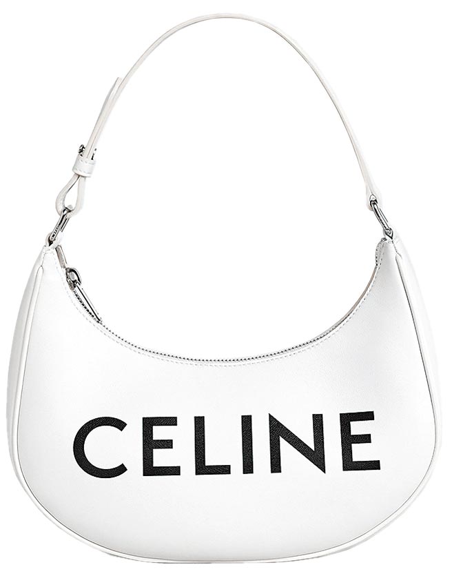 Celine AVA BAG白底黑logo小牛皮半月包，黑白配色相当吸引人，5万5000元。（Celine提供）