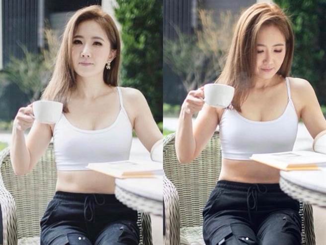 谢忻PO喝咖啡美照，网友认为眼睛不太对劲。（图／IG@xiexin1127）