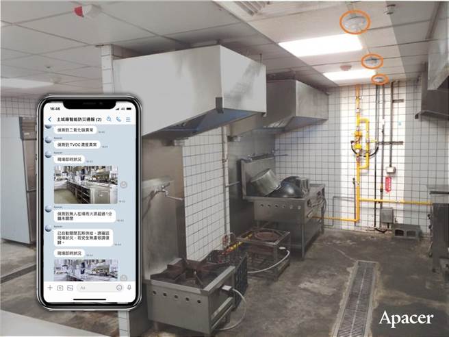 宇瞻解決方案用LINE發送現場警報，建立自動提醒與斷火機制。（宇瞻科技提供／黃慧雯台北傳真）
