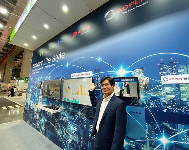 「建碁物業雲管理平台」展示智慧門禁與溫度偵測與智慧電表與數據管理。（建碁提供／黃慧雯台北傳真）
