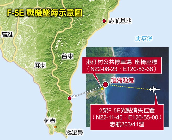 F-5E战机坠海示意图