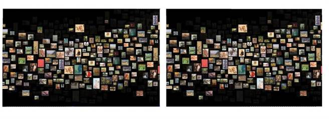 國美館「海外存珍－順天美術館藏品歸鄉展」以巨幅數位互動牆建置歷史時空。（國美館提供／陳淑芬台中傳真）