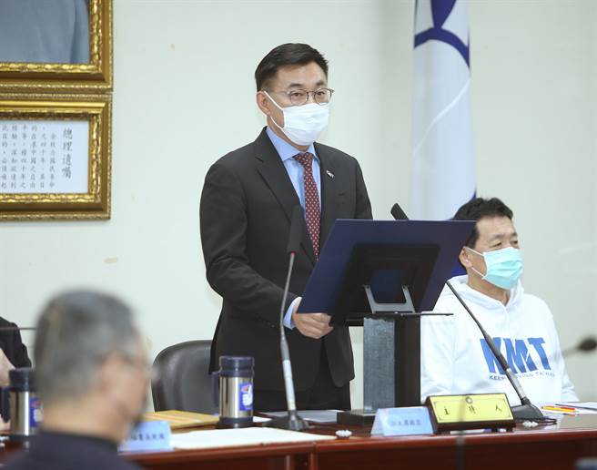 國民黨主席江啟臣今天主持中常會。（陳怡誠攝）