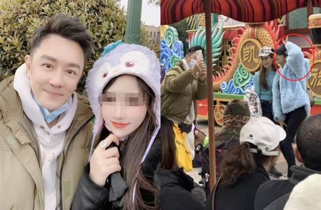 网友巧遇陈浩民一家，蒋丽莎(红框处)状态似少女。(图／翻摄自微博)