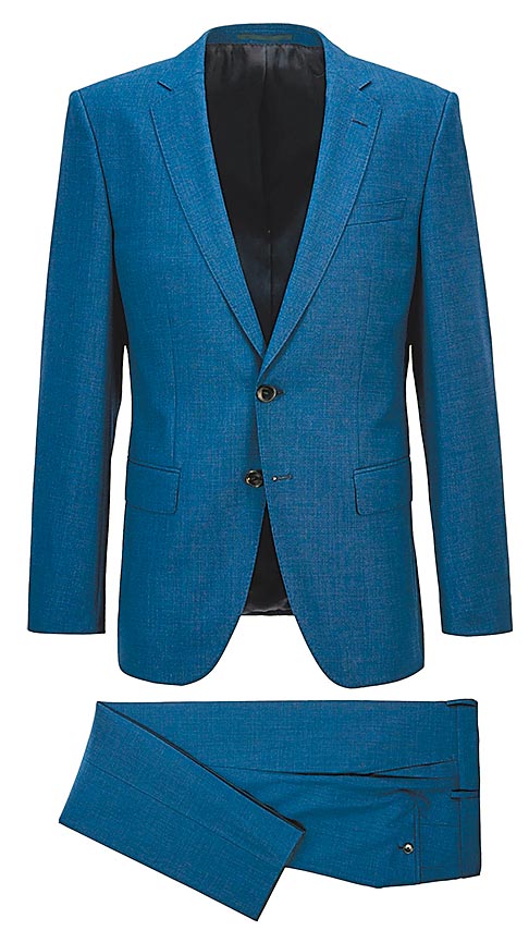 BOSS承责系列深蓝可溯源羊毛西装2万8400元。（BOSS提供）