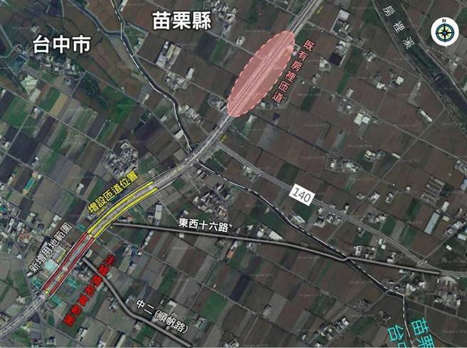為解決西濱快速道路房裡交流道半套匝道困擾，政府計畫在台中大甲境內增設「南入北出」匝道，盼嘉惠2縣市邊境交通需求。（苗栗縣政府提供／巫靜婷苗栗傳真）