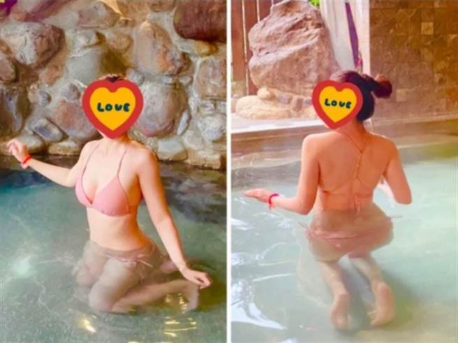 女網友PO出男友幫她拍的比基尼照表示，穿比基尼和男友的爸媽一起泡溫泉疑似踩雷。(圖/截自Dcard)