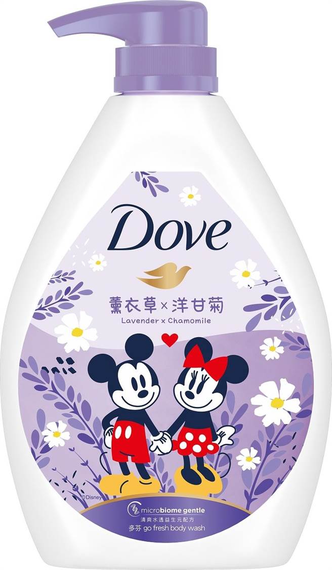 迪士尼系列多芬薰衣草舒缓沐浴乳，169元。（多芬提供）