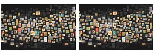 国美馆「海外存珍－顺天美术馆藏品归乡展」以巨幅数位互动墙建置歷史时空。（国美馆提供／陈淑芬台中传真）