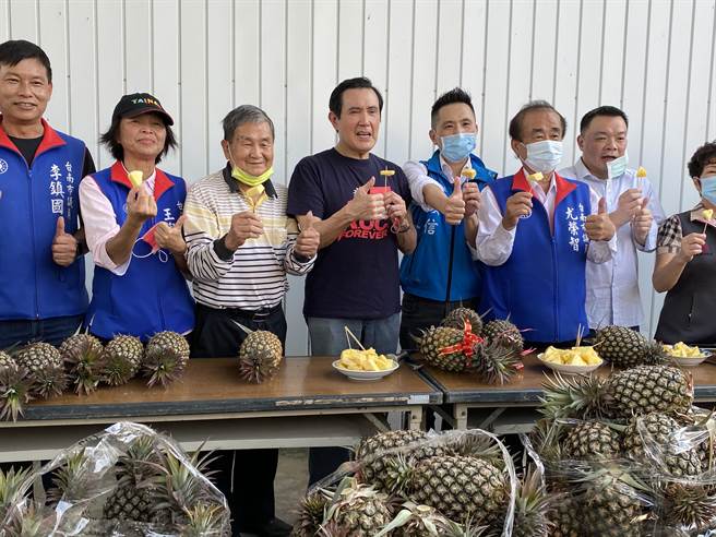 前總統馬英九今天下午到關廟跟鳳梨農座談，了解鳳梨農面臨的問題。(曹婷婷攝)