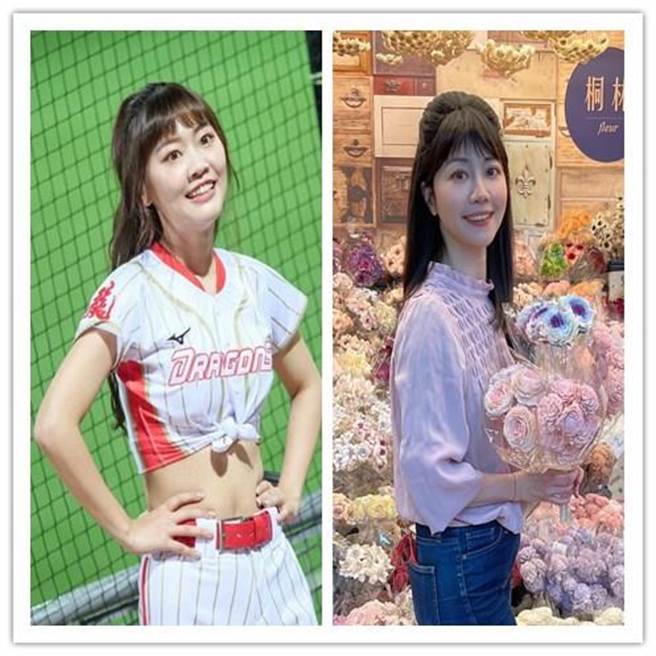 味全龍啦啦隊女孩小映，因相貌神似綠委高嘉瑜引起討論。左為小映，右為高嘉瑜。(合成圖/翻攝自高嘉瑜臉書)